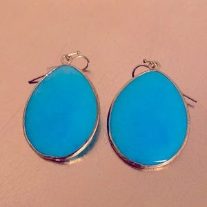 Bright Blue Stone Statement Earrings